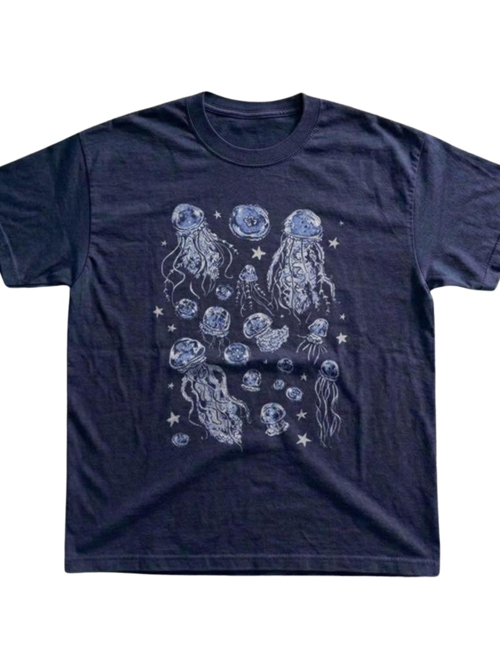 Gildan Navy Jellyfish Graphic Tee Casual Style